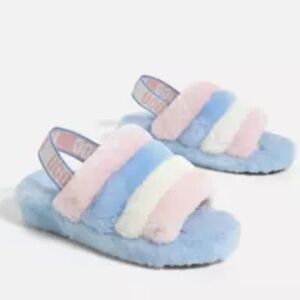 NEW UGG fluff yeah slide sling back rainbow sandal slipper size 37 euro, 6/7